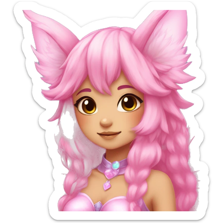 Anthro Shiny Pastel Pink Anime Chibi Fairy Fakémon Fur Sona sticker