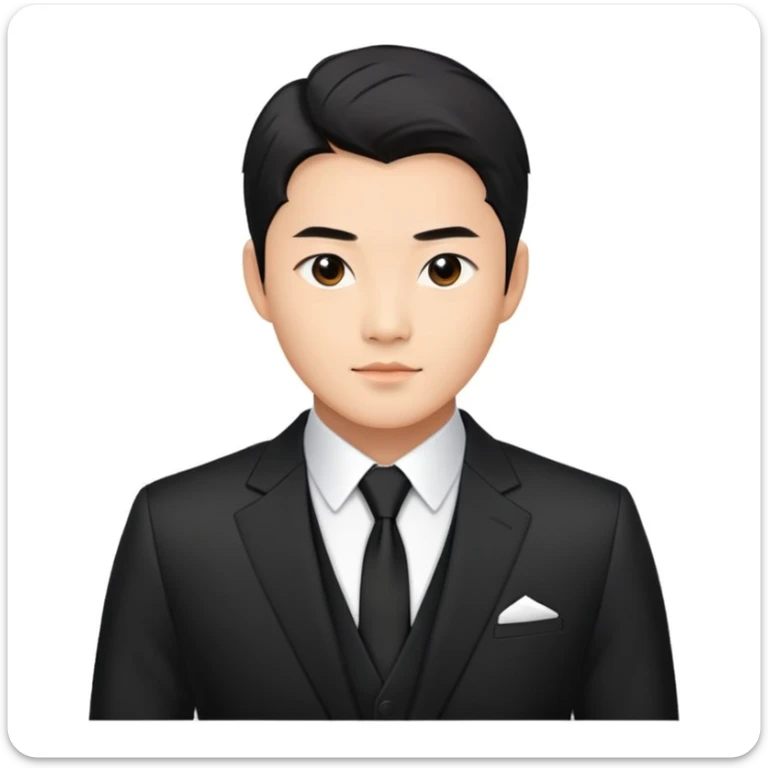 A handsome chinese actor named Xiao Yu Liang, Wearing a Black Business Suit and Black Tie sticker