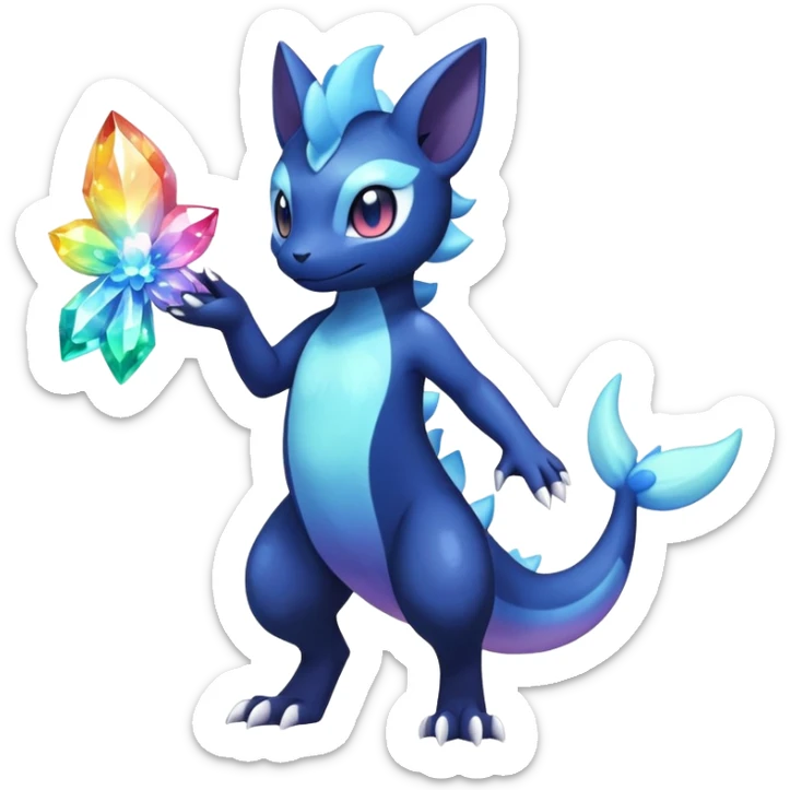 Rainbow crystal mix Shiny pastel Nebulae Salandit-Meowstic-Noibat-Fakémon-hybrid-creature (full body)  sticker