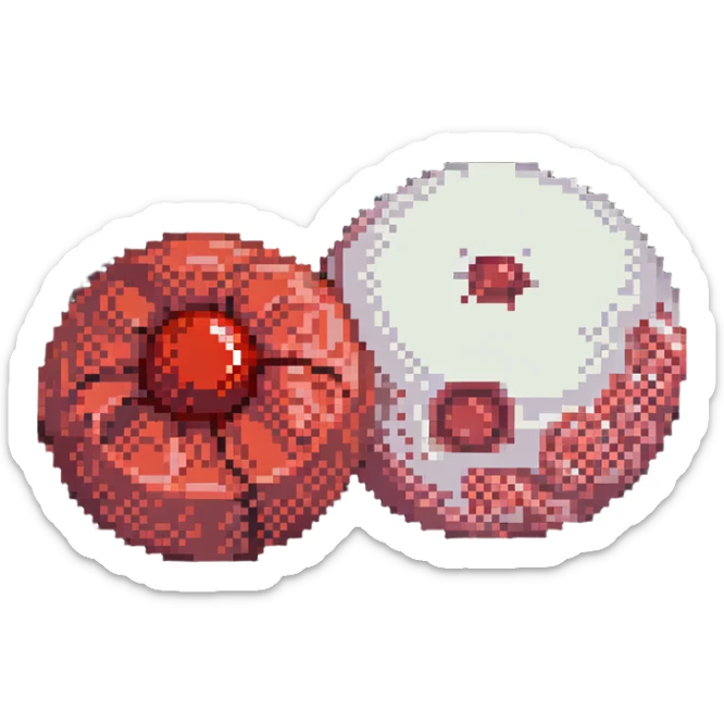 Medical comparison of normal red blood cell versus anemic pale blood cell sticker