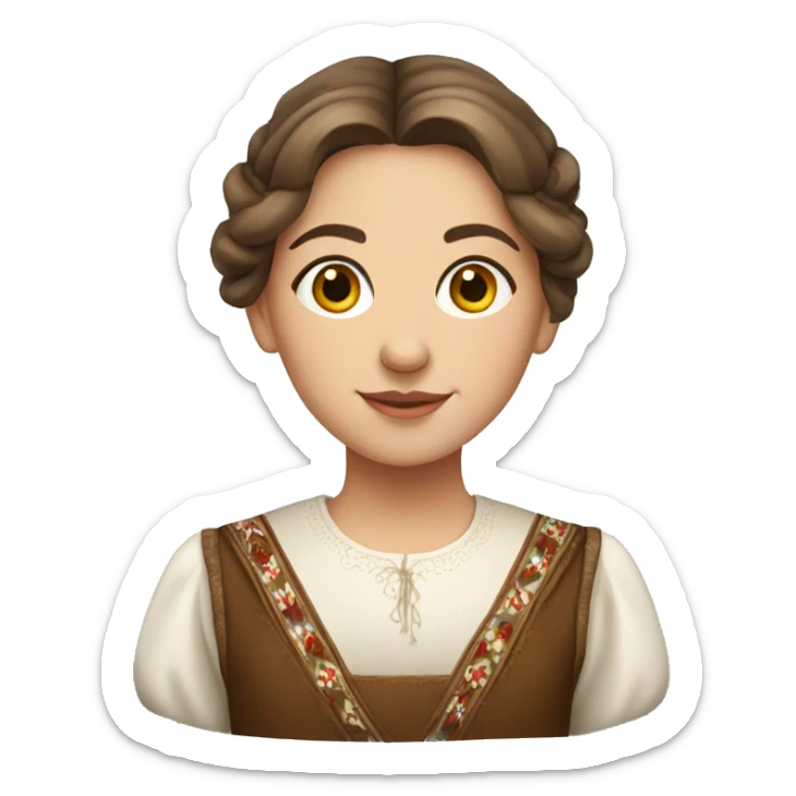 Serbian girl in traditional dress with brown hair sticker