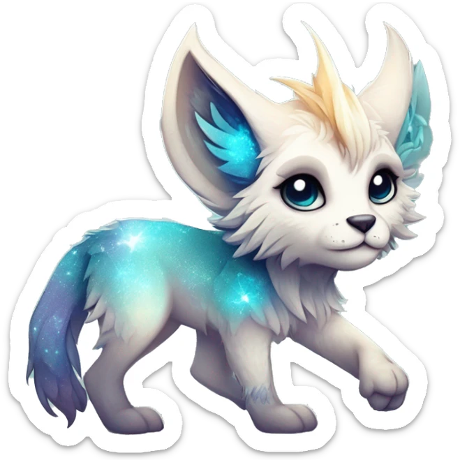 Cool cute Kawaii edgy ethereal futuristic modern fantasy animal sparkle fursona Fionbri creature by griffsnuff & LiLaiRa & Falvie full body sticker