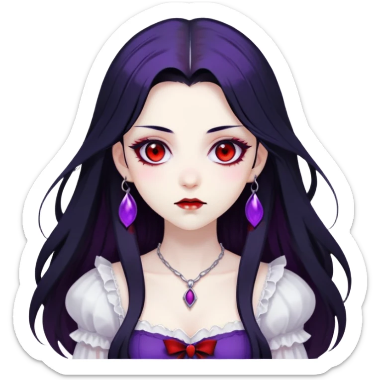 Beautiful ethereal Gorgeous Vampiric Edgy Anime Lady With Black red White Purple  sticker