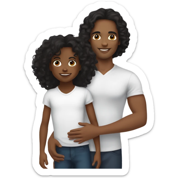 me with my 4-year-old son. I’m a Colombian woman with long wavy black hair and hazel eyes. My son, mixed French, Congolese, and Colombian, has slightly darker skin, curly hair on top, short sides, and black eyes.” sticker
