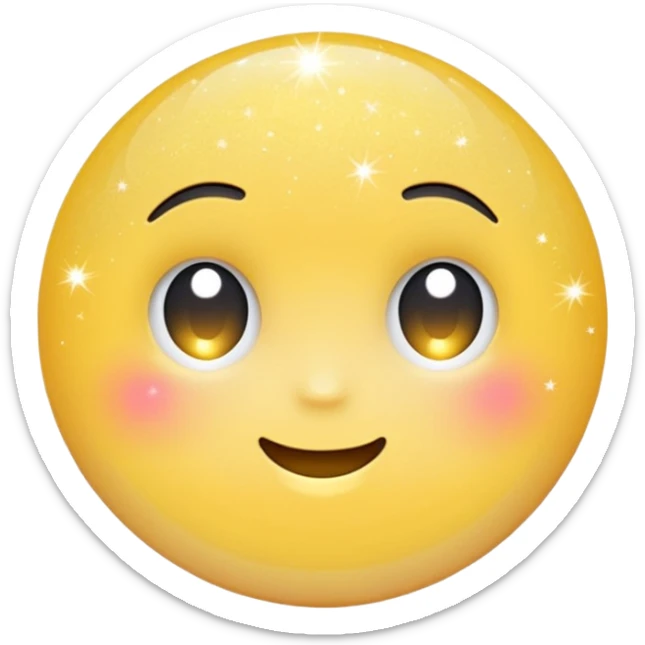 Generate a high-quality 3D cartoon-style emoji of yellow glitter, sparkling effect, smooth gradient colors, rounded and cute appearance, simple white background, high-resolution.
 sticker