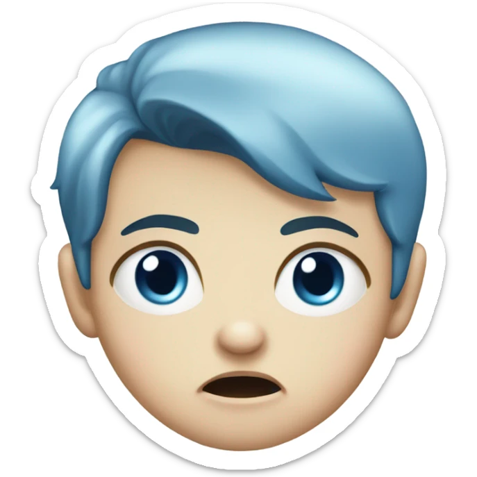 Angry baby Caucasian boy with blue eyes and blue hair sticker