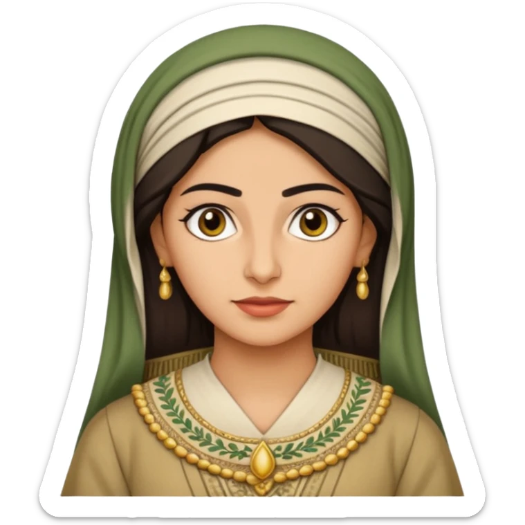 Portrait of a female Iraqi civilian with a neutral expression 1980 sticker