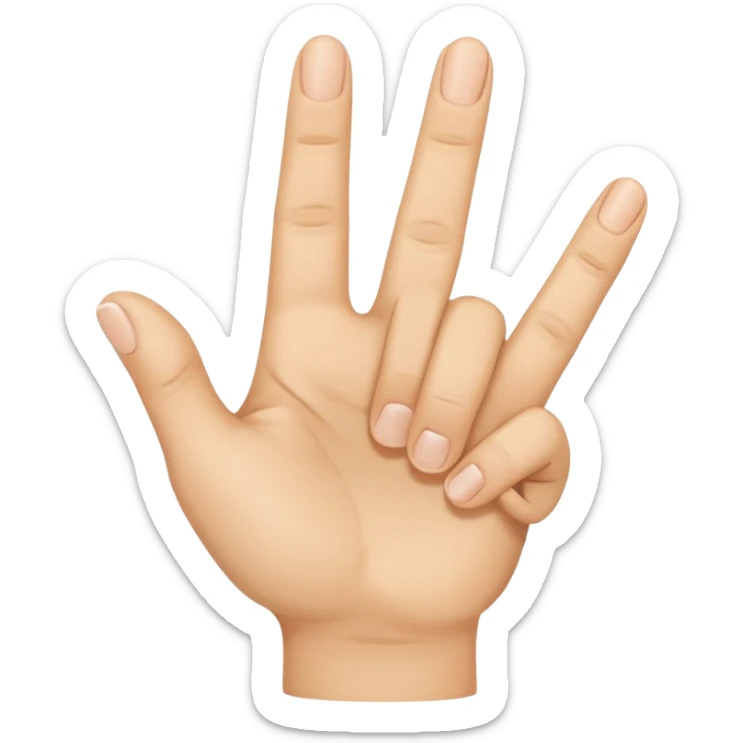 “Emoji of a hand with the index finger bent back, middle finger raised, and thumb touching ring finger in a circle, flat emoji style.” sticker