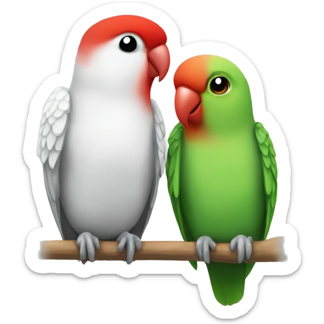 Red and green lovebird and a white and gray lovebird together  sticker