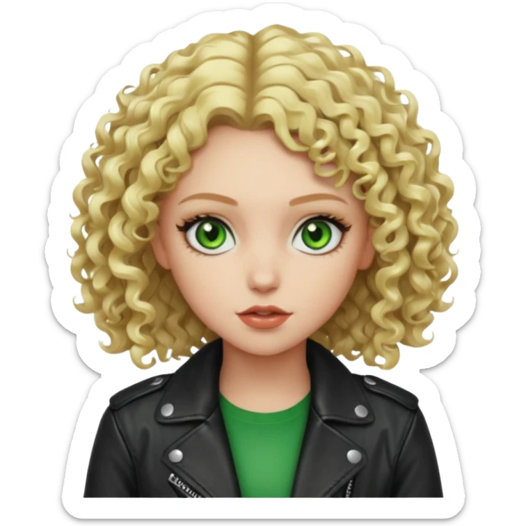 Bad Girl blonde curly Hair 
Green eyes sticker