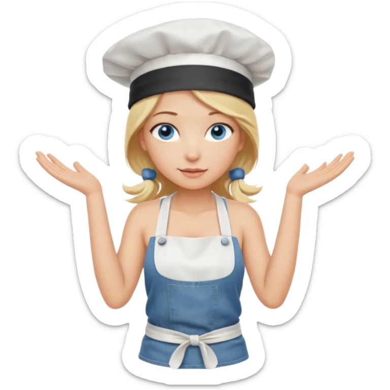 Sexy Full body  pretty
Long Blonde hair blue eyed female chef wearing white tank top, denim shorts and chef hat arms folded sticker