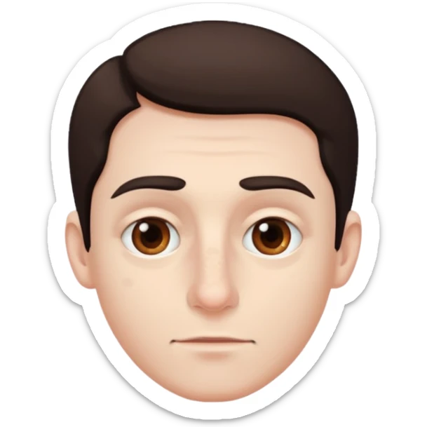 Man with pale skin and a dark brown spot on the end of his nose sticker