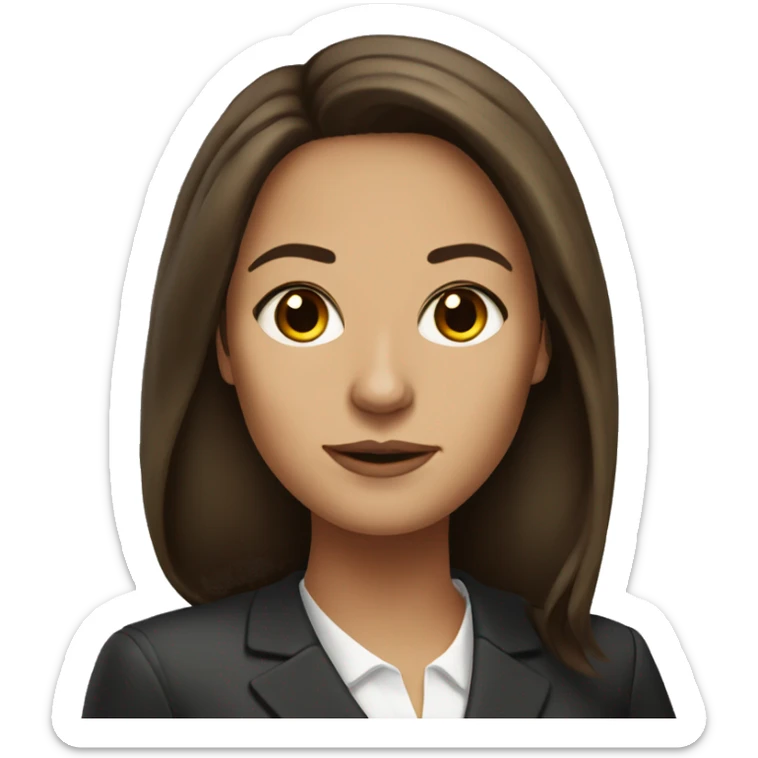 Woman lawyer with long brown hair, olive skin and dark brown eyes sticker