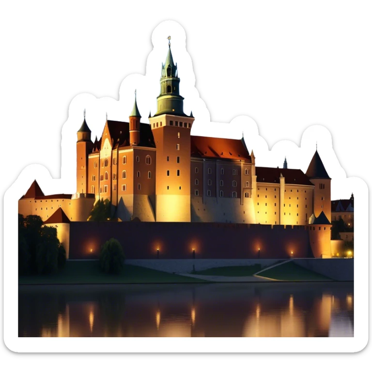 Cinematic Realistic Wawel Castle Landmark Emoji, depicted with the historic royal castle rendered with intricate detail and dramatic, majestic lighting. sticker
