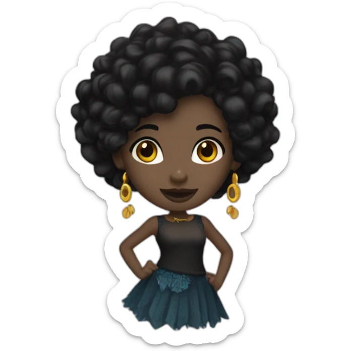 AfroCarribean-goth-girl-with-black-hair-and-brown-eyes--dancing sticker