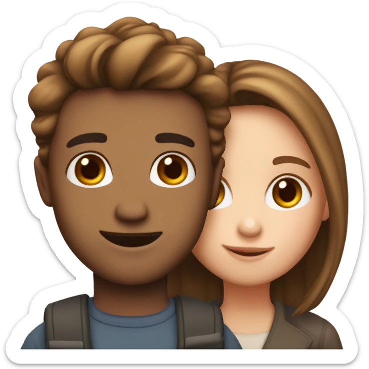 young couple feel in love both are white skin and have brown hair sticker