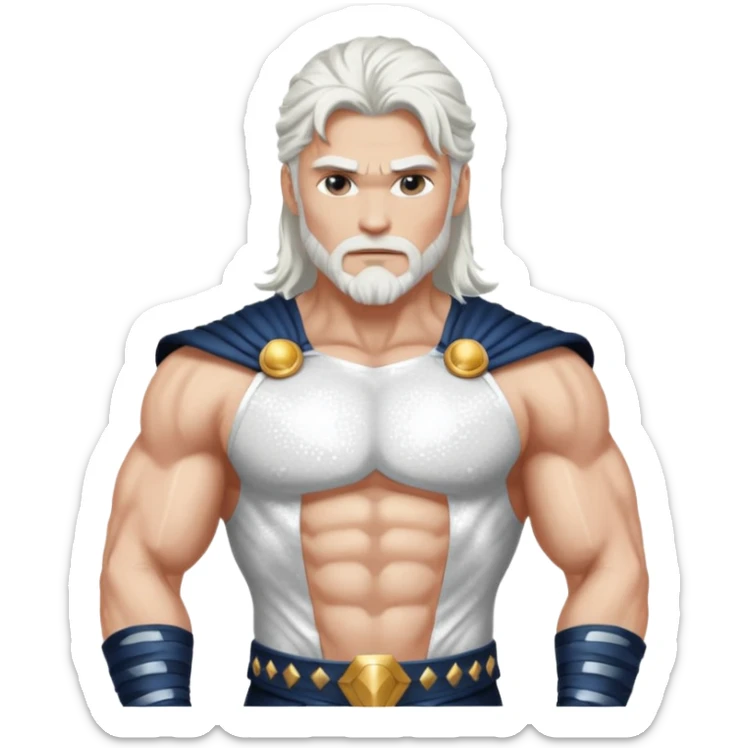 Jupiter, God of Thunder from Gods and Goddesses with long white hair, white sequin outfit sticker