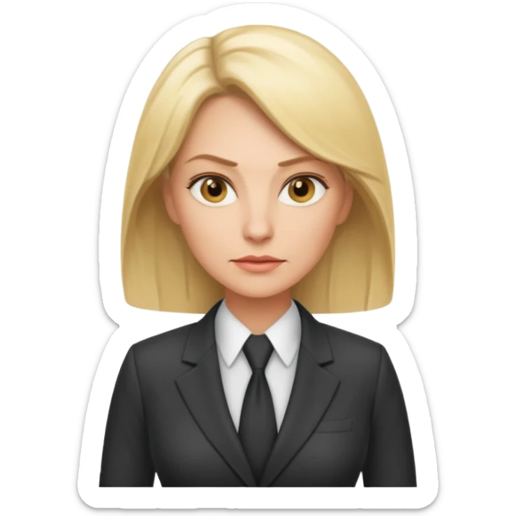 serious blond business woman in her forties in full suit sticker