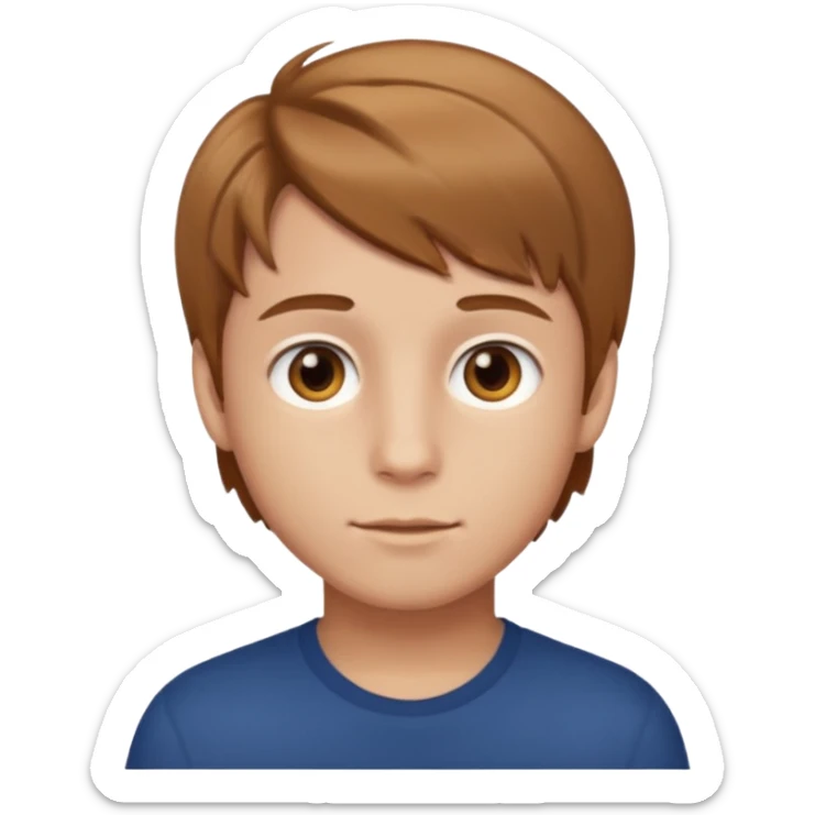 A boy with light brown hair and brown eyes and white skin sticker