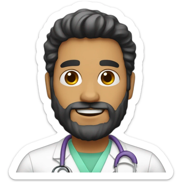 medico 32 años, piel blanca, pelo negro ondulado y barba corta sticker
