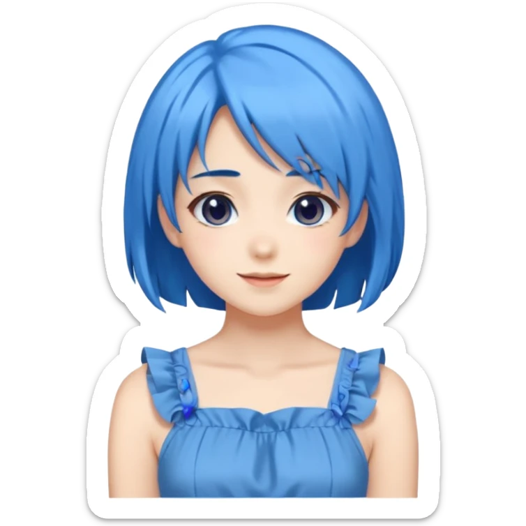 pixel somehow produce anime girl with blue hair sticker
