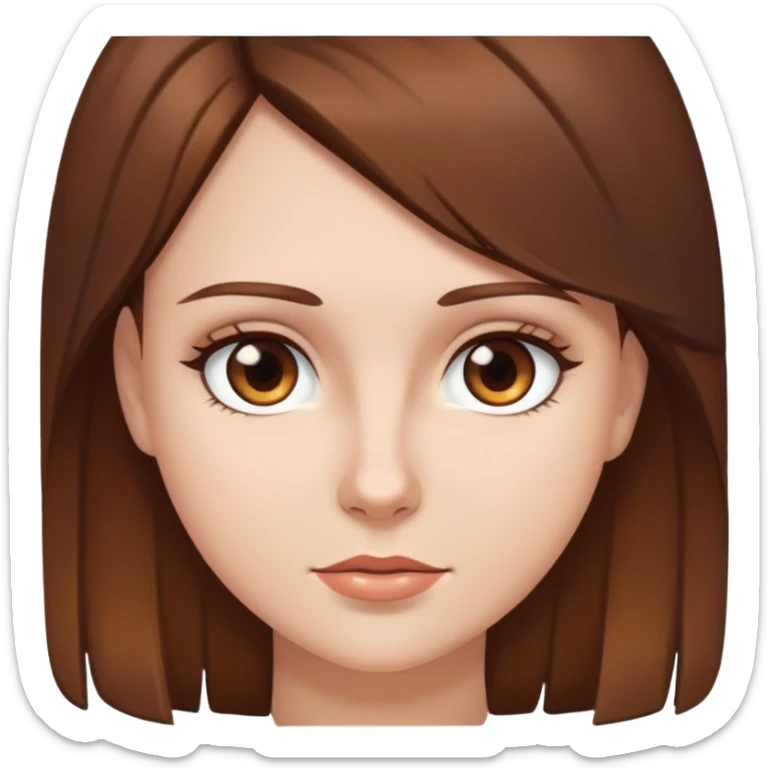 white girl with brown hair and brown eyes sticker