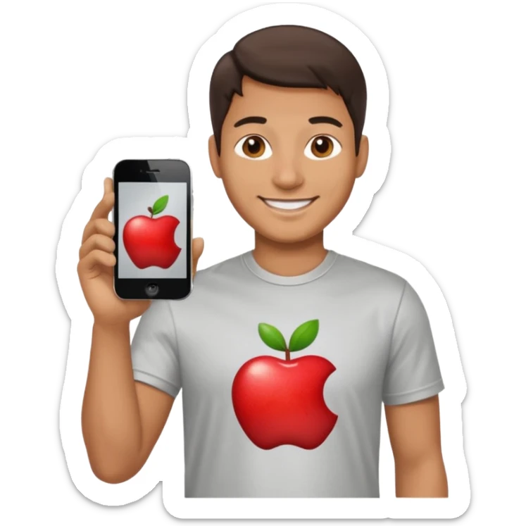 apple phone man team  with apple logo sticker