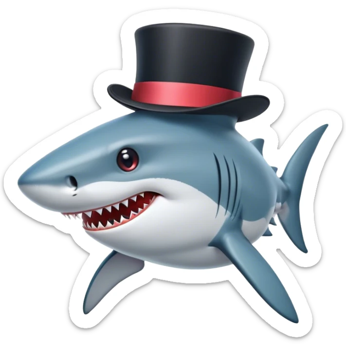 Shark with a top hat sticker