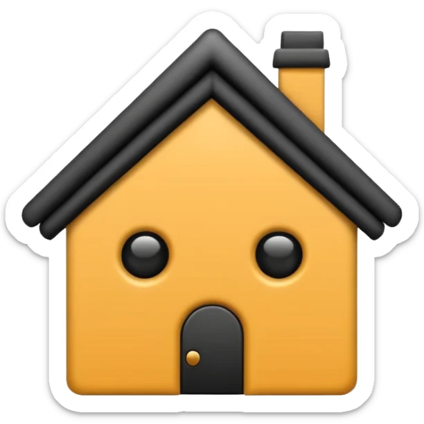 simple emoji icon of a house tied into a small knot, minimal, clean lines, single color, white background sticker