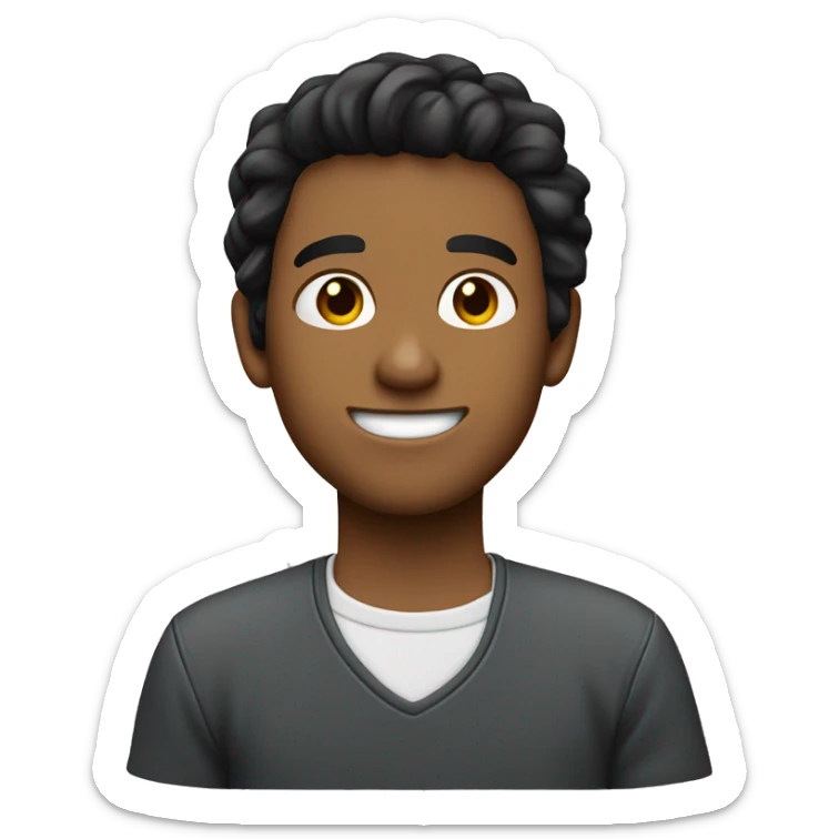 Chico joven delgado moreno con pelo negro y perilla desde una vista lateral sticker