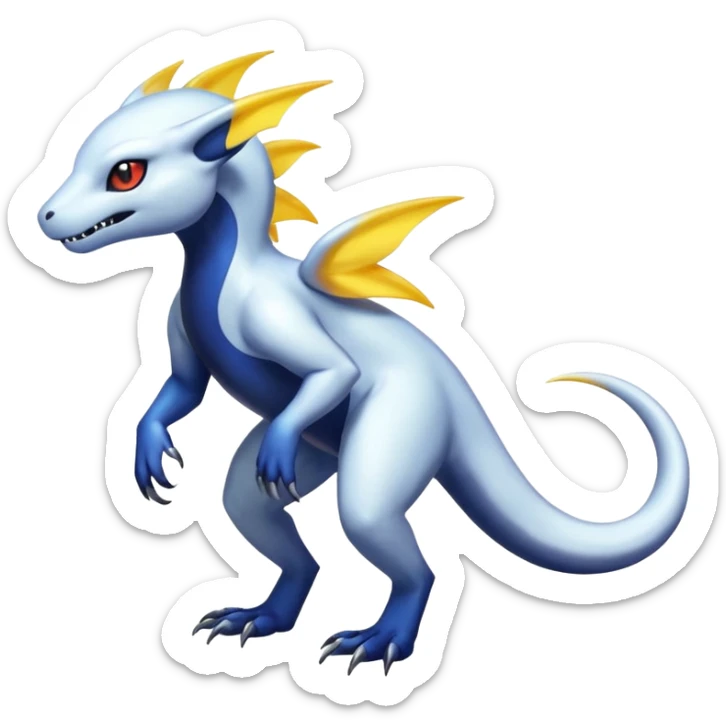 White iridescent Salandit-Absol-Shinx-fusion-hybrid, full body sticker