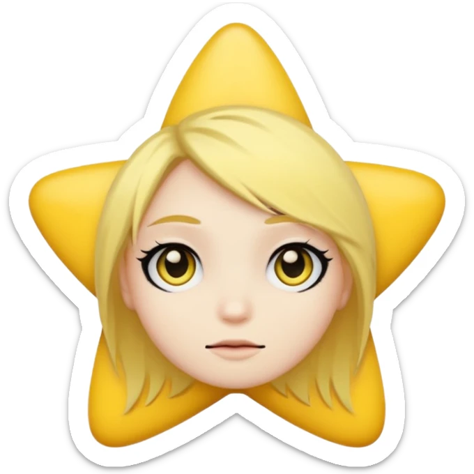classic yellow emoji of a star with dark eyeliner and emo hair sticker