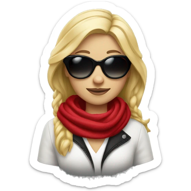 Blond girl wearing cherry red scarf and black sunglases sticker
