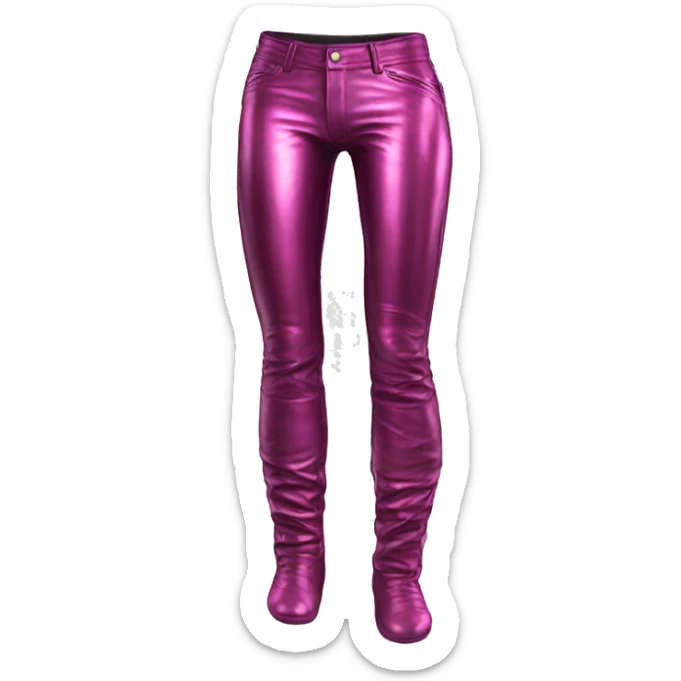 Realistic side view of a pair of shiny magenta metallic fashion leather pants. sticker