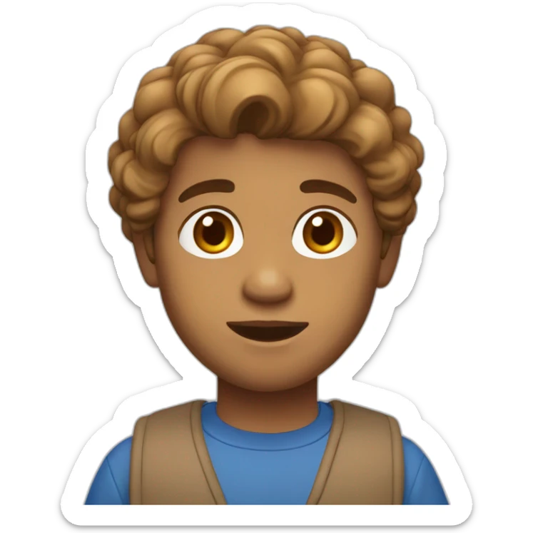 indian with light brown skin, uniqlo blue shirt, and wavy hair sticker