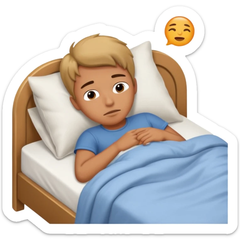 create emoji of a boywho is lying in the bed  in the morning and its time to wake up sticker