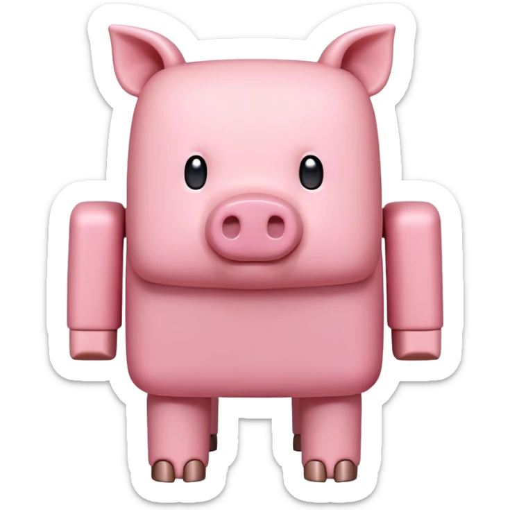 Minecraft pig, full body, pink blocky animal with square head and square body sticker