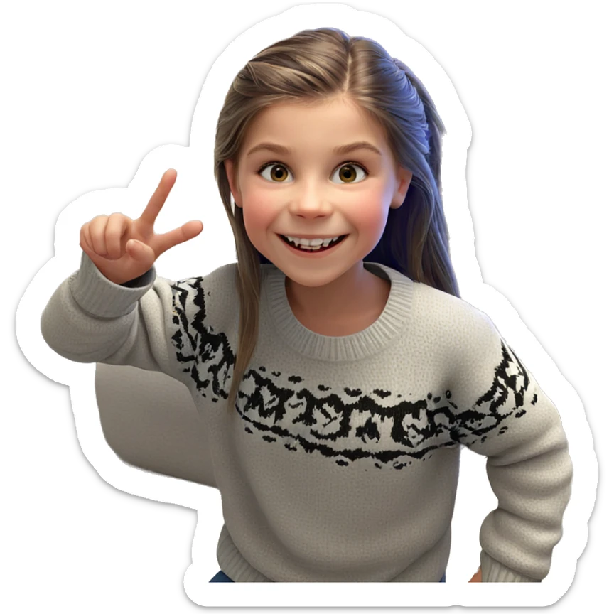 smiling girl in cozy sweater sticker