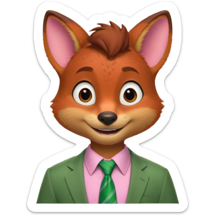 Nick Wilde (pink shirt, green tie, no suit) from the Zootopia Disney movie sticker