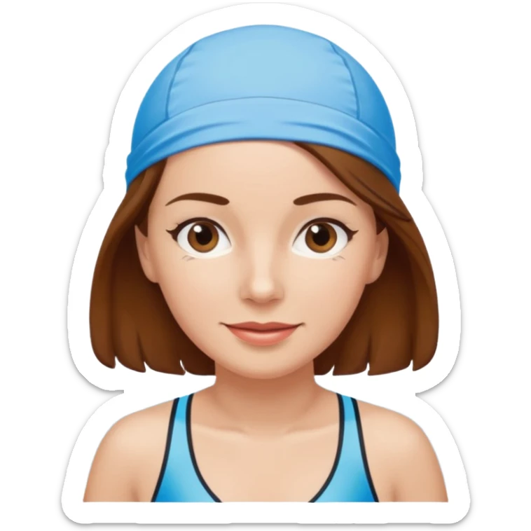 a femela swimming coach with shoulder lengt brown hair and a friendly face - a little older early 50s sticker