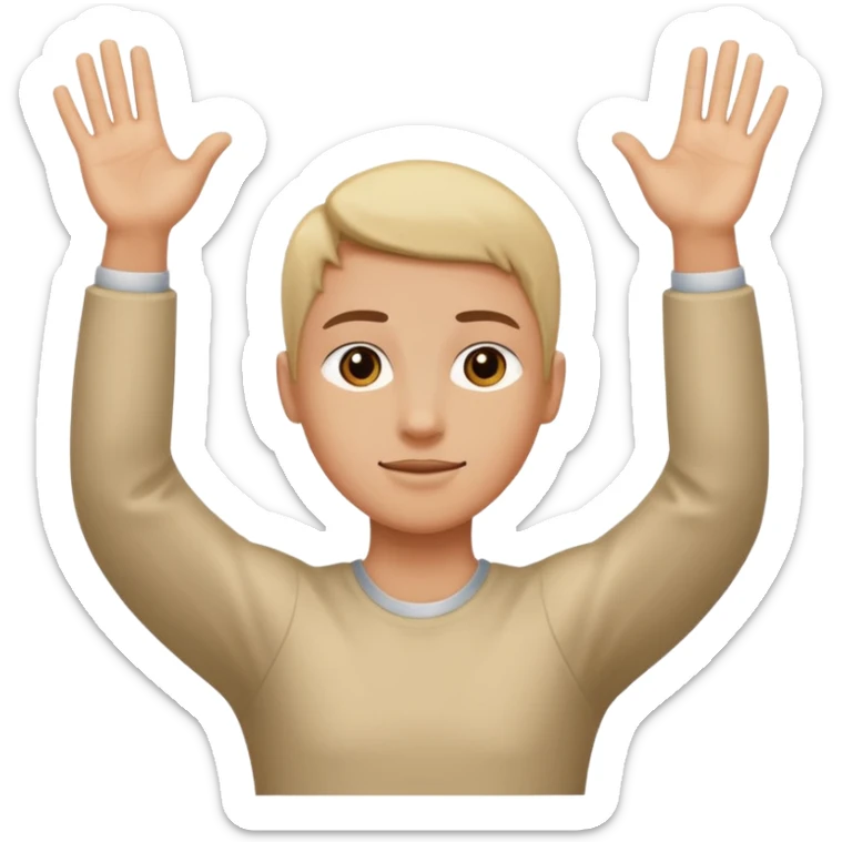 Una persona levantando los brazos y que en el brazo derecho tenga un 6 y en el otro un 7 sticker