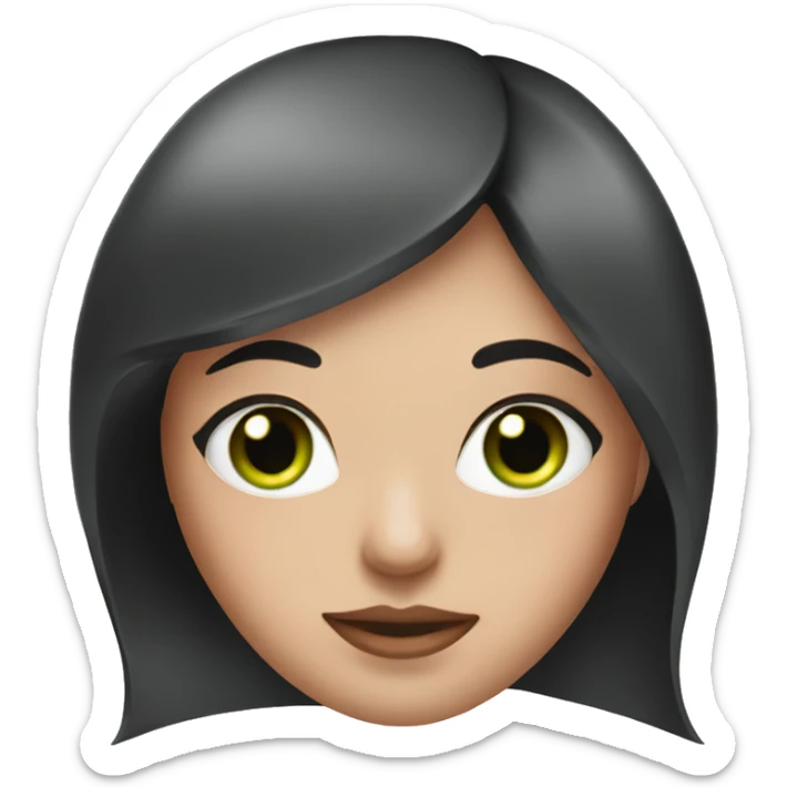 Pale black haired girl with green eyes and pink spa mask sticker