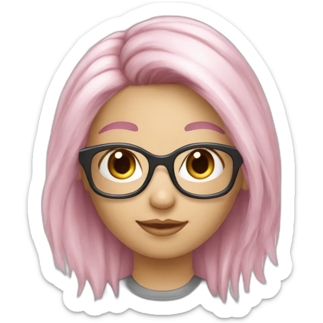 Fille cheveux rose lunettes gris argenté cheveux blond sticker