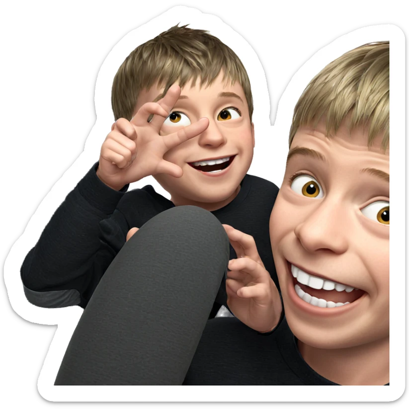 boys sharing a joyful moment sticker