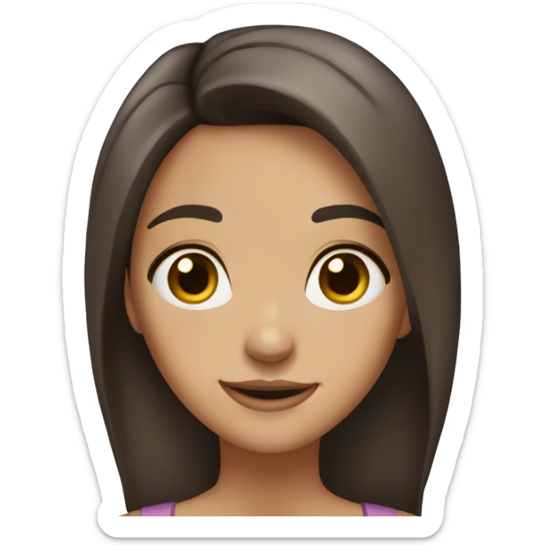 Brunette girl with brown eyes with neutral face showing 👍🏻 this and with not long hair  sticker