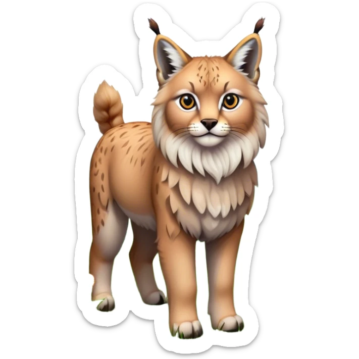 Collage of exotic animals: a lynx with striking eyes, and a fluffy alpaca standing in a lush meadow. The lynx gazes intently while the alpaca looks calm and curious. Surrounded by vibrant plants and flowers. Transparent background for a lively, colorful scene. sticker