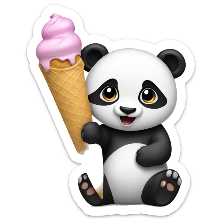 Panda eating ice cream sticker