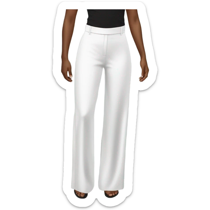 Realistic isolated pair of high waist long wide leg dressy casual pants in white sticker