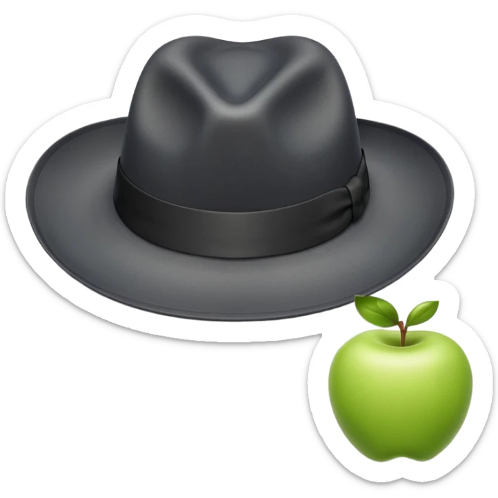 A fedora emoji in the style of Apple emojis, with a sleek and modern look. sticker