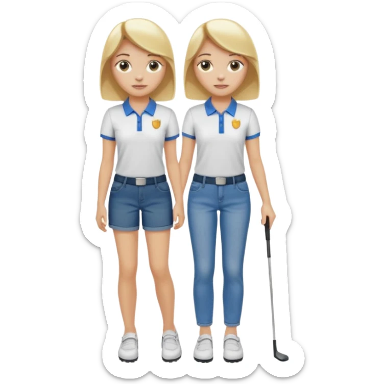 Girl with blonde hair and a golf shirt and jeans and sandals  sticker